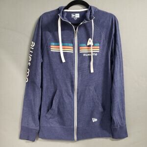 Custom New Era Hooded Sweatshirt with Awesome Logo Bold Striped Spaceship Small